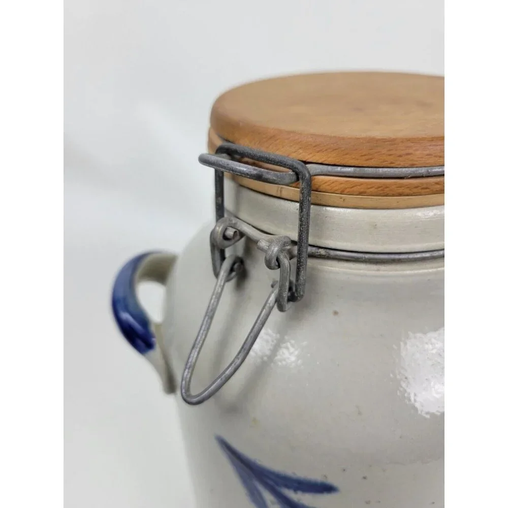 Vtg Gerzit Gerz German Salt Glaze Stoneware Lidded Jar Crock Handgemalt 10